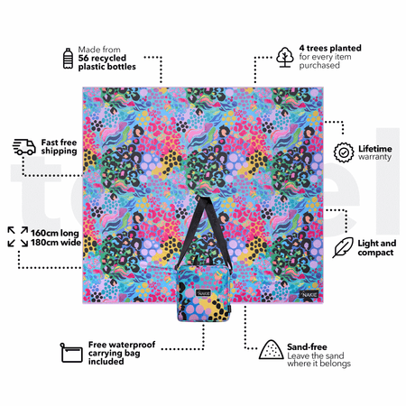 XL Kasey Rainbow - Recycled Sand Free Beach Blanket