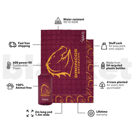 Broncos - NRL Sustainable Down Puffy Blanket