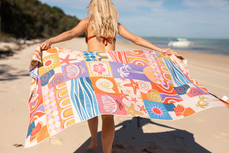 Retro Shores - Recycled Sand Free Beach Towel