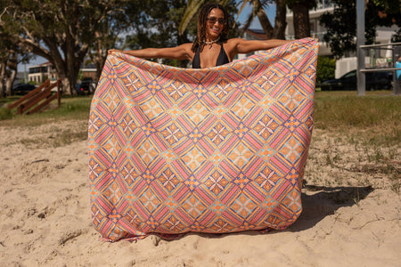 XL Rosy Tides - Recycled Sand Free Beach Blanket