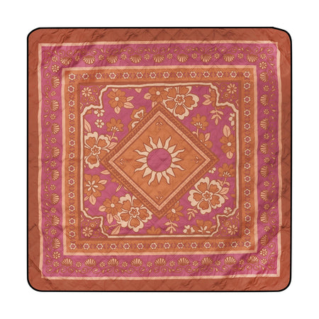 Studio shot of Nakie's picnic blanket in Turkish Delight color, showcasing its rich and inviting hue, ideal for outdoor relaxation and picnics.