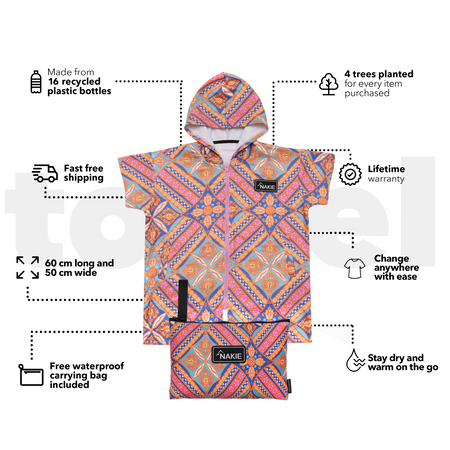 Rosy Tides - Kids Hooded Towel Recycled Sand Free