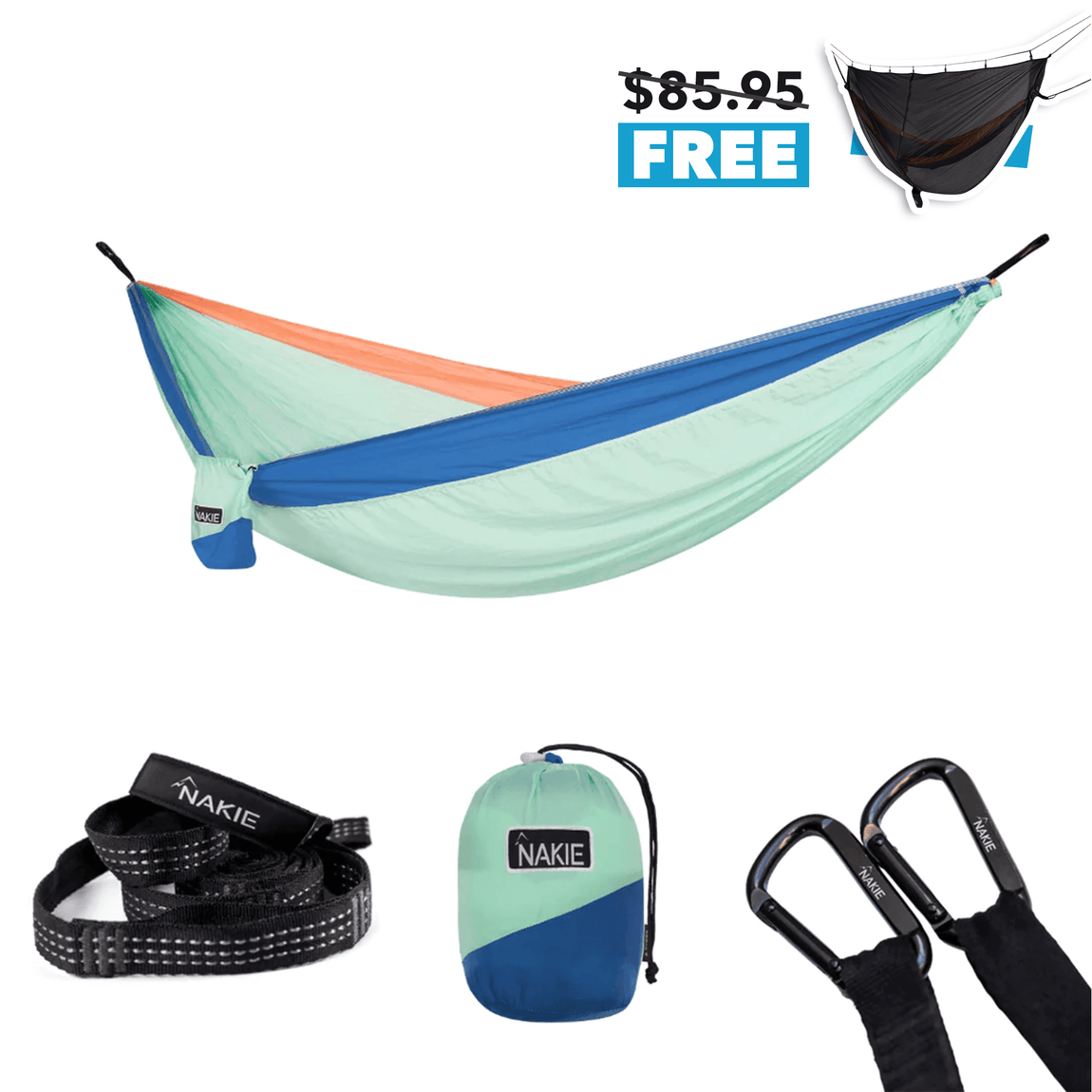 Sky Blue - Recycled Hammock with Straps