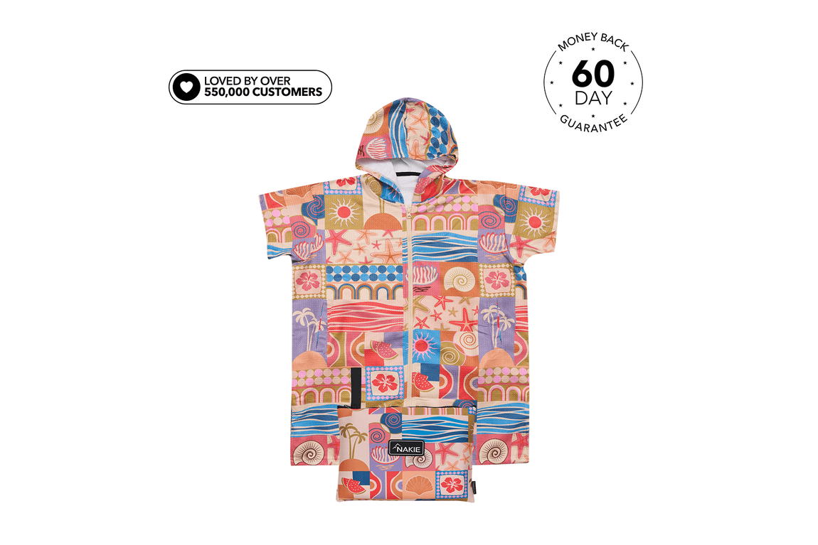 Retro Shores - Kids Hooded Towel Recycled Sand Free