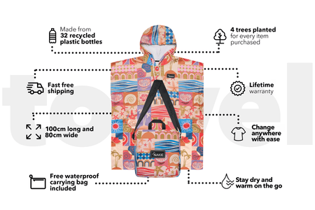 Retro Shores - Hooded Towel Recycled Sand Free