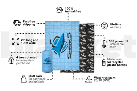 Sharks - NRL Sustainable Down Puffy Blanket
