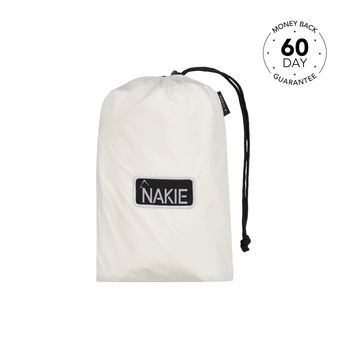 Studio shot showcasing Nakie's white tarp, emphasizing its waterproof and versatile design for outdoor protection and shelter