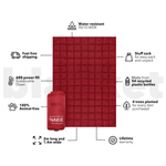Studio shot of Nakie's Earth Red Sustainable Down Puffy Blanket, highlighting its key benefits such as lightweight warmth, eco-friendly materials, and sustainable design. preview #4