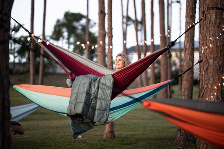 Recycled Hammock, Towel & Puffy Blanket Combo